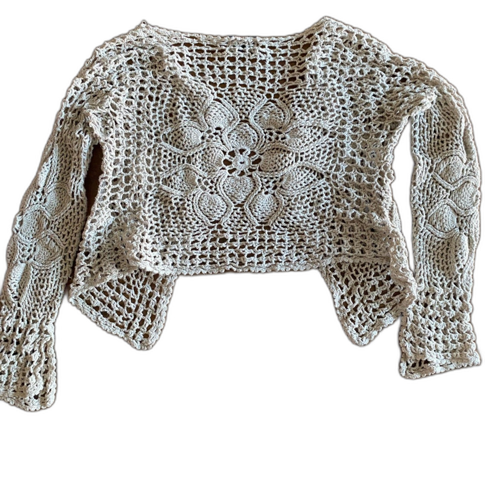 Vintage Route 66 Crochet Open Front Cardigan Girls' 12-14